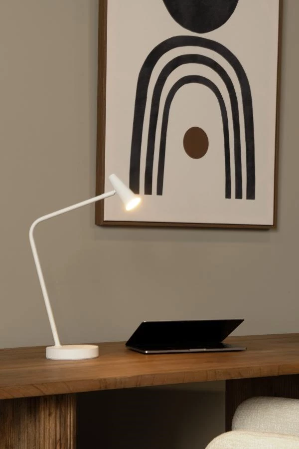 Lucide STIRLING - Oplaadbare Bureaulamp - Accu/Batterij - LED 3 StepDim - 1x3W 2700K - Wit - sfeer 3